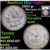 Image 1 : ***Auction Highlight*** 1901-p Morgan Dollar $1 Graded Select Unc By USCG (fc)