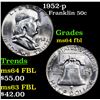 Image 1 : 1952-p Franklin Half Dollar 50c Grades Choice Unc FBL