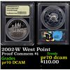 Image 1 : Proof 2002-W West Point Modern Commem Dollar $1 Graded GEM++ Proof Deep Cameo By USCG