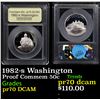 Image 1 : Proof 1982-s Washington Modern Commem Half Dollar 50c Graded GEM++ Proof Deep Cameo By USCG
