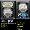 Image 1 : 1991-d USO Modern Commem Dollar $1 Graded ms70, Perfection By USCG