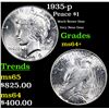 Image 1 : 1935-p Peace Dollar $1 Grades Choice+ Unc