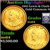 Image 1 : ***Auction Highlight*** 1905 Lewis & Clark Gold Commem Dollar 1 Graded Choice Unc By USCG (fc)
