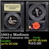 Image 1 : Proof 1993-s Madison Modern Commem Half Dollar 50c Graded GEM++ Proof Deep Cameo By USCG