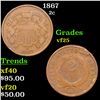 Image 1 : 1867 Two Cent Piece 2c Grades vf+