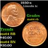 Image 1 : 1930-s Lincoln Cent 1c Grades Choice Unc RB