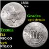Image 1 : 1851 Three Cent Silver 3cs Grades vg details