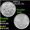 Image 1 : 1892-p Barber Quarter 25c Grades Choice Unc