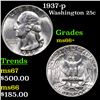 Image 1 : 1937-p Washington Quarter 25c Grades GEM++ Unc