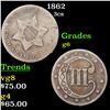 Image 1 : 1862 Three Cent Silver 3cs Grades g+