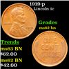 Image 1 : 1919-p Lincoln Cent 1c Grades Select Unc BN