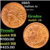 Image 1 : 1865 Indian Cent 1c Grades Select+ Unc RB
