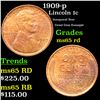 Image 1 : 1909-p Lincoln Cent 1c Grades GEM Unc RD