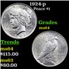 Image 1 : 1924-p Peace Dollar $1 Grades Choice Unc