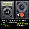 Image 1 : Proof 1996-s Olympics Soccer Modern Commem Half Dollar 50c Graded GEM++ Proof Deep Cameo By USCG