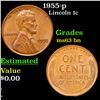 Image 1 : 1955-p Lincoln Cent 1c Grades Select Unc BN
