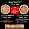 Image 1 : Mixed small cents 1c orig shotgun roll, 1919-d Lincoln and 1897 Indian  Cent, Brinks Wrapper