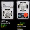 Image 1 : NGC 1887-p Morgan Dollar $1 Graded ms64 By NGC