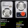 Image 1 : NGC 1881-o Morgan Dollar $1 Graded ms63 By NGC