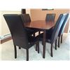 Image 2 : Dining Table With1 Leather Top Leaf + 6 Matching Leather Chairs