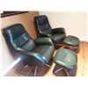 Image 1 : 2 Green Leather Recling Chairs With Matching Foot Rest