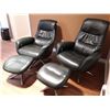 Image 3 : 2 Green Leather Recling Chairs With Matching Foot Rest