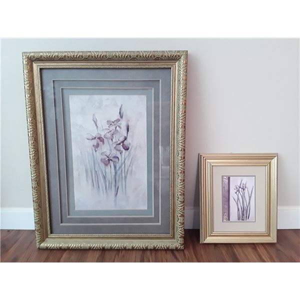 2 Framed Pictures Of Flowers