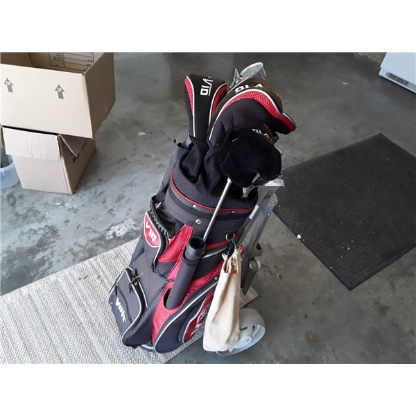 Set Of Golf Clubs Right Handed, With Case And Cart