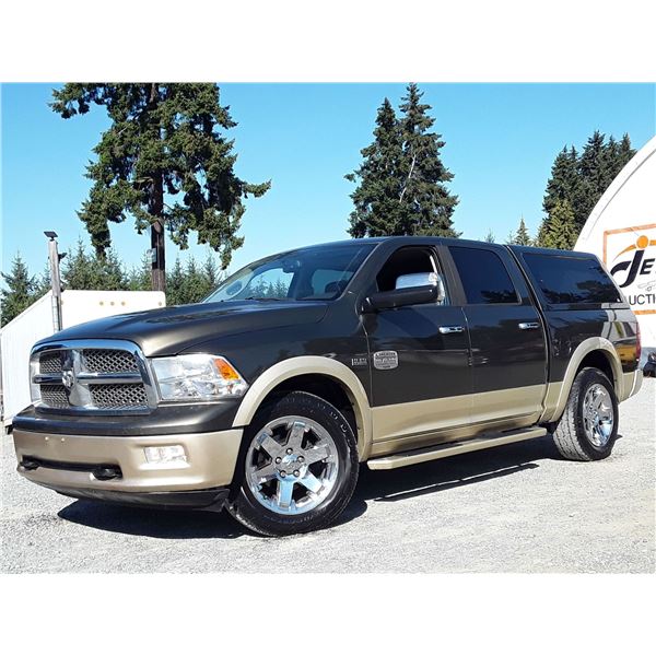 G1 --  2012 DODGE RAM 1500 LONGHORN CREW CAB 4X4, Brown, 255432 KM