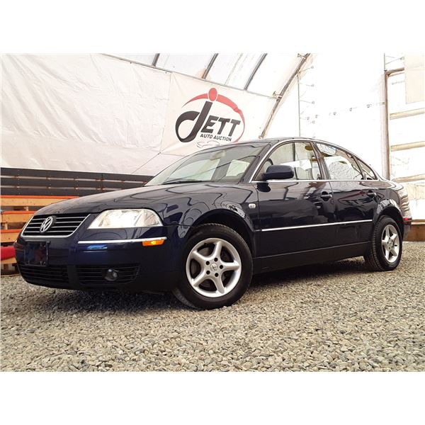 A3 --  2003 VW PASSAT GLS , Blue, 271727 KM  "NO RESERVE"