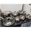 Image 1 : 6 Logostina pots with lids & 3 non Stick Fry pans