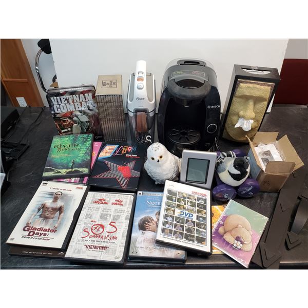 Assorted household items including tassimo, DVD's and much much more