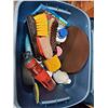 Image 1 : 2 bins of cleaning supplies