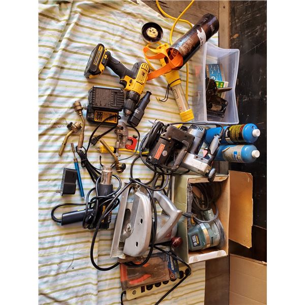 Large Lot of Misc Tools Inc Dewalt 20v Cordless Drill