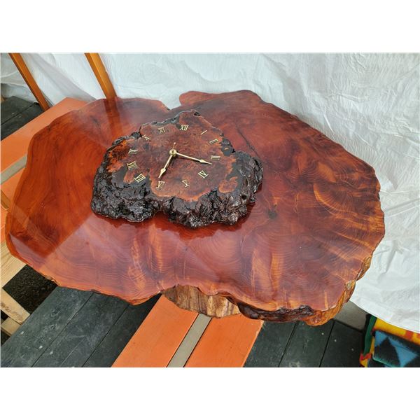 Burl Table & Burl Clock
