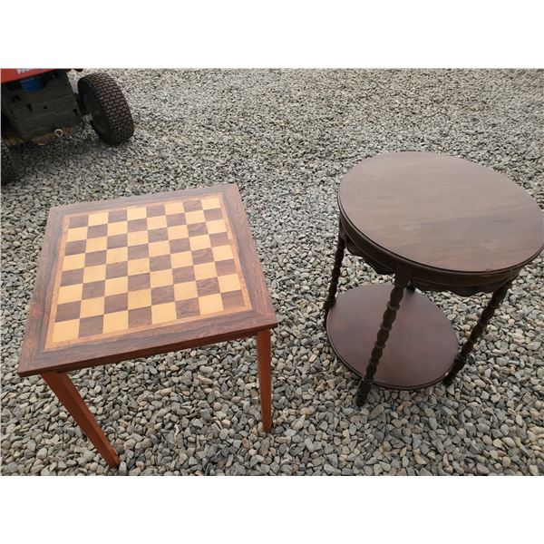 Side Chess Table & Side Ornate Table