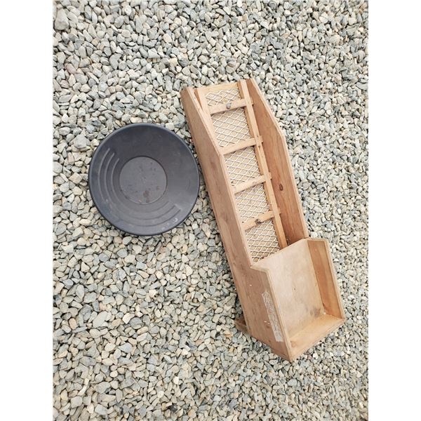 Gold Pan and Wooden Sluice box