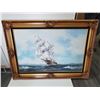 Image 1 : Large Oil Painting of Ship signed