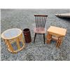 Image 1 : Lot of Vintage Chair, Staking Tables, Umrella Stand, & Round Side Table