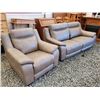 Image 1 : Leather reclining sofa and chair