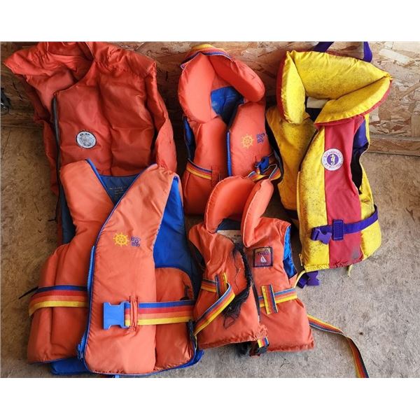 Boat Life Jackets, 2 Adults, 3 Children