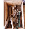 Image 2 : Box of Antique Tools, Wood Planer, Soldering Rod, Hedge Clippers, Hand Drill, etc.