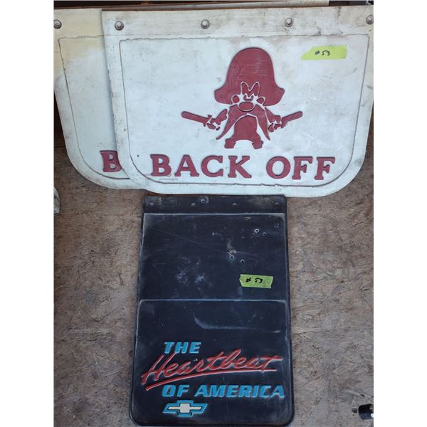 Set of 2, 70s "Back Off" Mudflaps, Heartbeat of America Mudflap