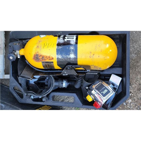"Scott Air-Pak" Yellow, Steel SCBA (Self Contained Breathing Apparatus) Oxygen Tank and Gear