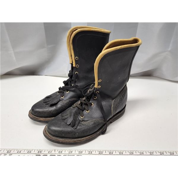 Leather Work Boots Hand Made by Hutterite Colony - Men's Size 7