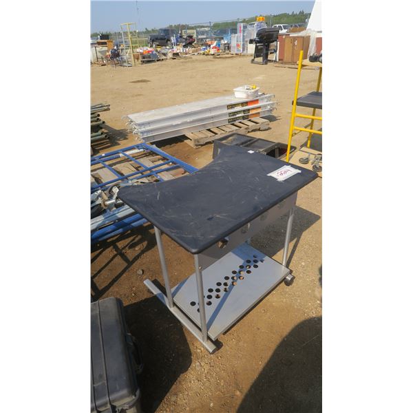 Laptop desk on rollers, black & silver