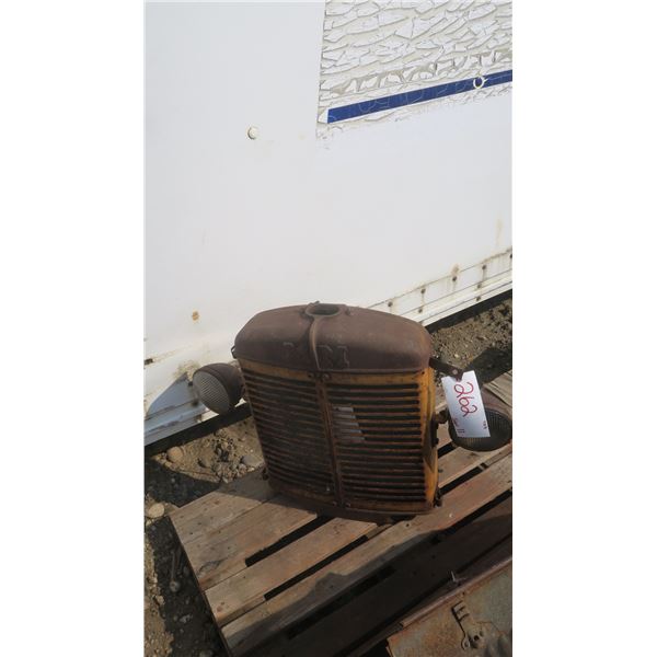 antique Minneapolis-Moline tractor front rad with lights