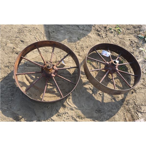 2 Iron Tractor Wheels - 26" Across