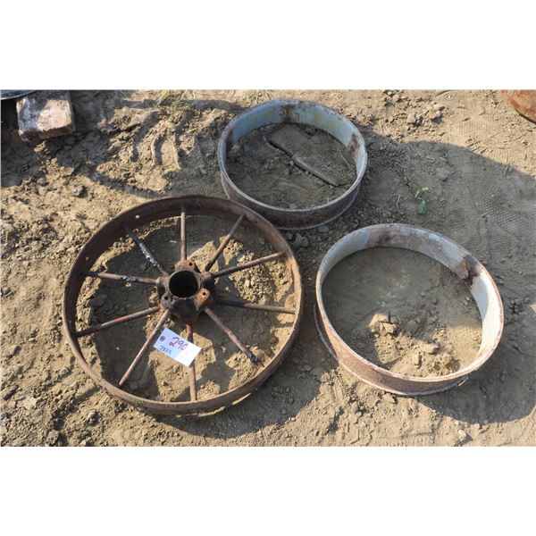 Iron Tractor Wheel 26" Across & 2 Wheel Pieces