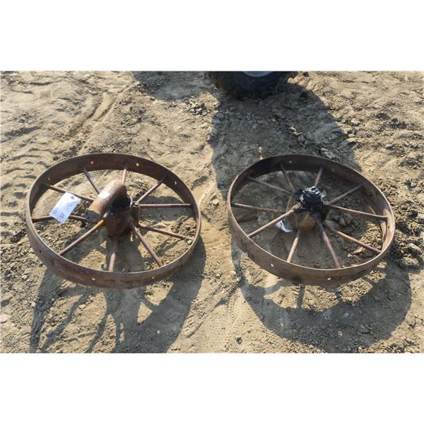 2 Iron Tractor Wheels - 26" Across